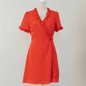 Lost + Wander Foxie Mini Ruffled Womens Wrap Dress Red Size Medium